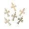 Rack Plating Brass Epoxy Resin Pendants, with Shell, Long-lasting Plated, Cadmium Free & Lead Free, Real 18K Gold Plated, Cross, Mixed Color, 29.5x19.5x2mm, Hole: 4x3mm