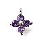 Brass Micro Pave Cubic Zirconia Pendants, Flower Charms, Platinum, 9.5~10x7.5~8x3mm, Hole: 1.2mm