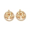 Brass Micro Pave Clear Cubic Zirconia Charms, Flat Round & Bell, Nickel Free, Real 18K Gold Plated, 14.5x13x3.5mm, Hole: 1mm
