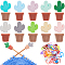 60Pcs Plastic Knitting Crochet Locking Stitch Markers Holder, with 10 Sets Cactus & Potted Plants Silicone Needle Cap, Mixed Color, 21x11x3mm, Hole: 8x10mm