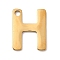 304 Stainless Steel Charms, Letter Charms, Ion Plating(IP), Real 18K Gold Plated, Letter H, 11x9x0.8mm, Hole: 1.2mm