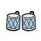 Spray Painted Alloy Pendants, Drum, Light Blue, 20x12.5x1.5mm, Hole: 1.6mm
