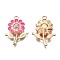 Alloy Enamel Pendants, Golden, Sunflower, Hot Pink, 27x19x3.5mm, Hole: 1.8mm