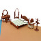 Plastic Bedroom Mini Model, Micro Landscape Dollhouse Accessories, Pretending Prop Decorations, Coconut Brown, 117x59x113mm