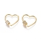 Brass Micro Pave Cubic Zirconia Screw Carabiner Lock Charms, for Necklaces Making, Heart, Golden, 22x22x2mm