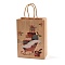 Christmas Theme Printed Kraft Paper Bags with Handles, Rectangle Gift Bags, Shopping Bags, Gift Box, 20.7x15x0.8cm