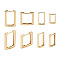 8Pcs 4 Size Brass Rectangle Hoop Earrings for Women, Real 14K Gold Plated, 15~29x9~20x2~3mm, Pin: 0.7~0.8mm, 2Pcs/style