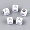 Acrylic Beads, Horizontal Hole, Metallic Plated, Cube with Letter, Letter A, 6x6x6mm, Hole: 3.5mm, 2600pcs/500g