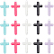 30Pcs 5 Colors Opaque Acrylic Pendants, with Sequins, Cross Charm, Mixed Color, 32x18.5x3mm, Hole: 2mm