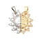 Valentine's Day Brass Micro Pave Cubic Zirconia Split Pendants, with Magnetic, Sun Charms, Platinum & Golden, 19x19x4mm, Hole: 4x4mm