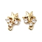 Brass with Cubic Zirconia Stud Earring Finding, Cadmium Free & Nickel Free & Lead Free, Star, Real 14K Gold Plated, 15.5x9mm, Hole: 1mm, Pin: 0.5x12mm