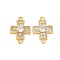 Brass Micro Pave Cubic Zirconia Connector Charms, Cross, Real 18K Gold Plated, 13.5x9.5x3mm, Hole: 1.2mm