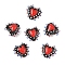 Handmade Lampwork Bumpy Beads Heart, with Enamel, Two Tone, Black, 13.5~15x14~16.5x7.5~10mm, Hole: 1.2mm
