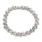 Rack Plating Brass Pave Cubic Zirconia Butterfly Link Bracelets for Women, Long-Lasting Plated, Platinum, Colorful, 7-3/8 inch(18.6cm)