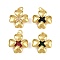 Brass Pendants, Clover, with Glass and Jump Ring, Rack Plating, Long-Lasting Plated, Cadmium Free & Lead Free, Real 18K Gold Plated, Mixed Color, 18x16x5mm, Hole: 3mm