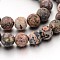Frosted Round Natural Leopard Skin Jasper Bead Strands, 10mm, Hole: 0.8mm, about 58~62pcs/strand, 14.76''(37.5cm)