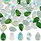150Pcs 5 Style Glass Charms, Teardrop, Light Green, 9x5.5~6x4.5~6mm, Hole: 0.8~1mm, 30pcs/style.