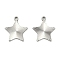 304 Stainless Steel Pendants, with Ray, Stainless Steel Color, Star, 16.5x15x1.5mm, Hole: 1.6mm