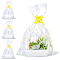 Cardboard Gift Basket Kit, with Plastic Basket Bags and Pull Bows, White, 25.2x18.3x8.15cm