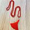 Dyed Synthetic Turquoise Mala Prayer Round Beaded Wrap Necklaces with Long Tassel and Metal Tree of Life, for Yoga Meditation, Platinum, Red, 40.16 inch(102cm)