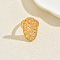 Geometric Hollow Brass Finger Rings for Women, Flower, Golden, 29mm, Inner Diameter: 16mm~18mm