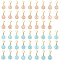 52Pcs 2 Colors Flat Round with Letter A~Z Alloy Enamel Pendant Decorations, 304 Stainless Steel Lobster Claw Clasps Charms for Bag Ornaments, with 1Pc Brass Wine Glass Charm Rings, Mixed Color, 28mm