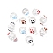 Transparent Resin Enamel Beads, Round with Paw Print Pattern, Mixed Color, 14.5x13x12mm, Hole: 1.8mm