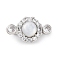 Brass Micro Pave Clear Cubic Zirconia Box Clasps, with Resin, Flat Round, Platinum, 21.5x12x9mm