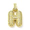 Brass Micro Pave Clear Cubic Zirconia Pendants, Real 18K Gold Plated, Letter H, 29mm, Hole: 4.8x3.5mm, Pendant: 23x17x5.5mm