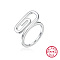 925 Sterling Silver Paperclip Finger Rings for Women, Platinum, Inner Diameter: 18mm