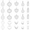 DIY Blank Pendant Making Kit, Including 304 Stainless Steel Pendant Cabochon Settings, Glass Cabochons, Heart & Oval & Teardrop & Rectangle, Stainless Steel Color, 40Pcs/box
