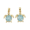Brass Micro Pave Cubic Zirconia Pendants, with Enamel, Sea Turtle, Real 18K Gold Plated, Deep Sky Blue, 18x15x2.5mm, Hole: 5x2.3mm