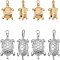 10Pcs 2 Style 304 Stainless Steel Pendants, Tortoise, Golden & Stainless Steel Color, 5pcs/style