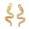 925 Sterling Silver Micro Pave Cubic Zirconia Pendants, Snake Charm, Real 18K Gold Plated, 21x8x1.5mm, Hole: 1.4mm
