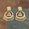 Bohemian Style Alloy Resin Bell with Flat Round Chandelier Earrings, Golden, Old Lace, 75x45mm