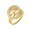 Brass Micro Pave Cubic Zirconia Adjustable Ring Settings, for Half Drilled Beads, Rack Plating, Long-Lasting Plated, Lead Free & Cadmium Free, Golden, Inner Diameter: 18mm, Tray: 18x16.5mm, Pin: 3x0.8mm