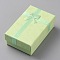 Cardboard Jewelry Set Boxes, with Ribbon Bowknot and White Sponge Inside, for Jewelry Gift Packaging, Rectangle, Pale Green, 5.1x8x2.7cm