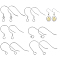 12 Parirs 6 Style Sterling Silver Earring Hooks, Ear Wire with Loops & Shepherd's Hook Ear Wire, with S925 Stamp, Silver, 21 Gauge, 13~18x0.6~1.3mm, Hole: 1~1.5mm, Pin: 0.7mm, 2 Pairs/style
