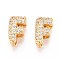 Brass Micro Pave Clear Cubic Zirconia Beads, Letter, Nickel Free, Letter F, 9.5x6x5mm, Hole: 4X1.8mm