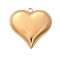 304 Stainless Steel Pendants, Heart Charm, Real 18K Gold Plated, 46x46x14mm, Hole: 4mm