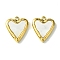 Ion Plating(IP) 304 Stainless Steel Pave Shell Pendants, Heart Charms, Valentine's Day, Real 14K Gold Plated, 16x13.5x3mm, Hole: 1.6mm