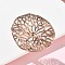 Adjustable 304 Stainless Steel Cuff Rings, Flower, Ion Plating(IP), Rose Gold, 36.5x37mm, Inner Diameter: 17mm