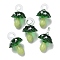Handmade Lampwork Pendants, Bumpy, Mushroom, Dark Green, 24.5~29.5x15~18.5mm, Hole: 2~5mm