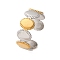 304 Stainless Steel Double Color Cuff Rings, Ion Plating(IP), Golden & Stainless Steel Color, 7.5mm