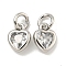 Brass Micro Pave Clear Cubic Zirconia Pendants, Cadmium Free & Nickel Free & Lead Free, Heart, with Jump Ring, Platinum, 7x5x2mm, Hole: 2mm