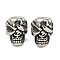 316 Surgical Stainless Steel Beads, Large Hole Beads, Skull, Antique Silver, 16x12x17mm, Hole: 8mm