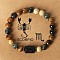 Twelve Constellations Natural Tiger Eye & Picture Jasper & Rhyolite Jasper Round & Column Beaded Stretch Bracelets for Women Men, with Gift Card, Scorpio, 2-3/8 inch(6cm)