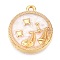 Alloy Enamel Pendants, Golden, Flat Round Charm, Libra, 18x15.5x2mm, Hole: 1.4mm