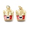 Brass Pendants, with Enamel, Lead Free & Cadmium Free, Rack Plating, Long-Lasting Plated, Real 18K Gold Plated, Food, 17x12.5x3.8mm, Hole: 3mm