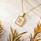 Rectangle 304 Stainless Steel Pave Natural White Shell Initial Pendant Necklaces for Women, Real 18K Gold Plated, Letter B, 15.75 inch(40cm)